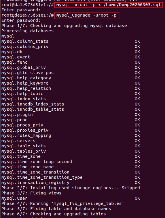 容器中mariadb导入数据库