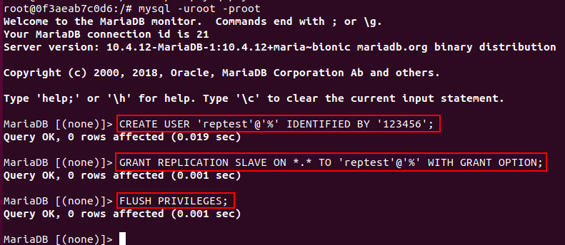 创建用于备份复制使用的账号