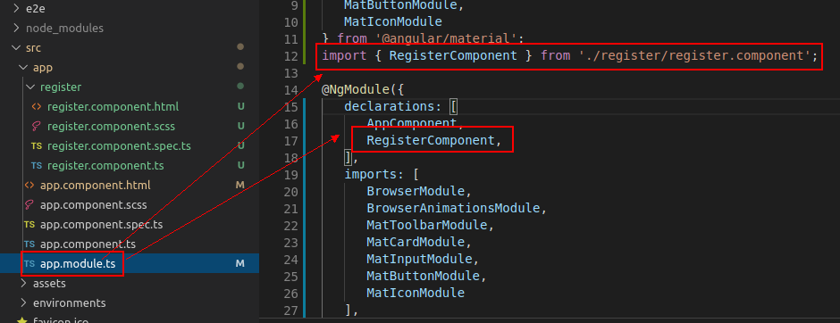自动添加到app.module.ts文件