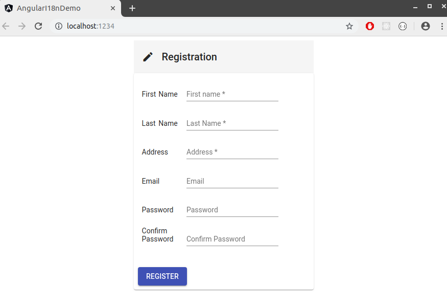 默认的注册画面