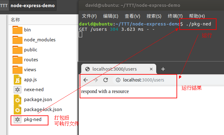 pkg打包文件运行结果
