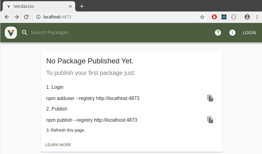 verdaccio启动成功画面